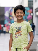 Boys Lime Green Anime Graphic Co-ord Set