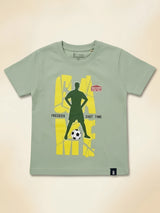 Boys Green Football Graphic Printed T-Shirt