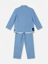 Boys Light Blue Embroidered Coat Suit