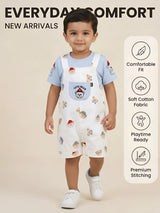 Blue Cute Bear Printed Cotton Boys Coordinate Set