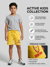 Boys Yellow Iron Man Cotton Shorts