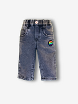 Boys' solid medium grey knit jogger pants with an elastic waist, light grey drawstring, and cuffed hems.

Export to Sheets