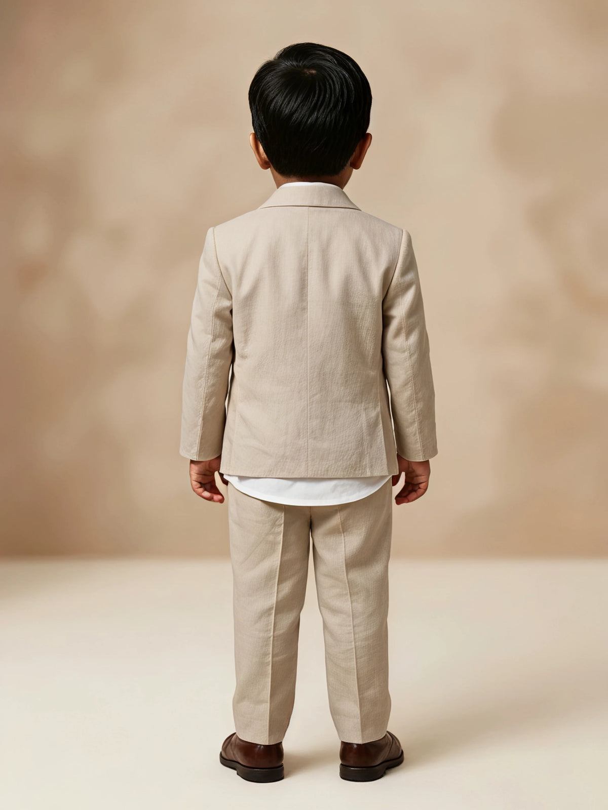 Boys Cream Floral Embroidered Coat Suit