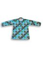 Boys' long-sleeved kurta with a colorful geometric diamond print in blue, teal, black, and olive, shown on a white background.

Export to Sheets