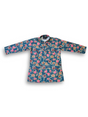 Boys' long-sleeved kurta with a colorful pink and brown floral print on a teal blue base, paired with plain cream or white elastic-waist pyjama pants.

Export to Sheets