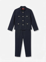 Black Solid Waist Coat Pajama Set for Boys