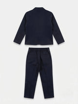 Black Solid Waist Coat Pajama Set for Boys