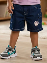 Boys Purple Adventure Graphic T-Shirt & Denim Shorts Set