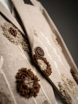 Boys Cream Floral Embroidered Coat Suit