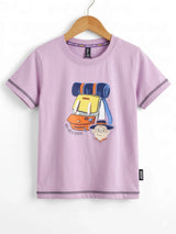 Boys Purple Adventure Graphic T-Shirt & Denim Shorts Set