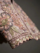 Purple Embroidered Plazzo Set with Jacket for Girls