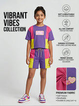 Girls Purple Color-Block Coordinate Set