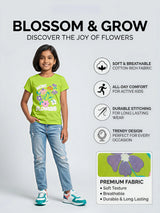 Girls Lime Green Floral Graphic Print T-Shirt.
