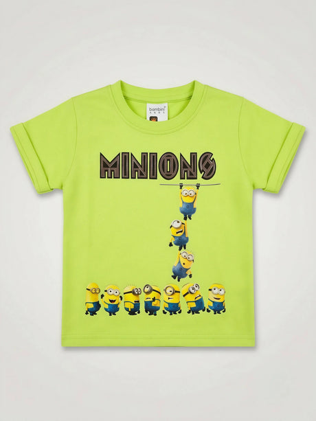 Boys Lime Green Minions Graphic Cotton T-Shirt