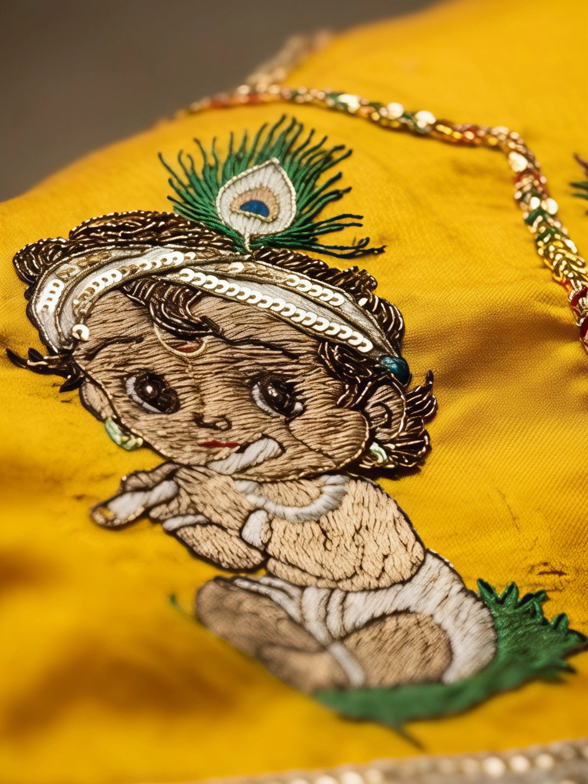 Vibrant Yellow Printed Kanha Dhoti Kurta Set for Boys.