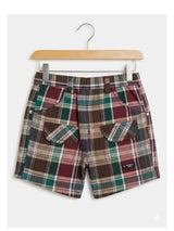 Boys Maroon Bear Graphic T-Shirt & Plaid Shorts Set