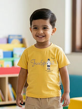 Boys Yellow Free Spirit Cotton T-Shirt and Cargo Shorts Set