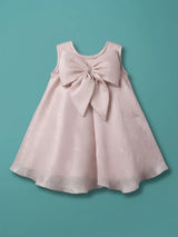 Cream Bow Party Wear Frock for Girls.
