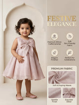 Cream Bow Party Wear Frock for Girls.