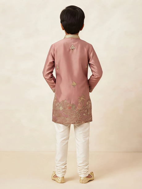 Purple Embroidered Kurta Pajama Set for Boys