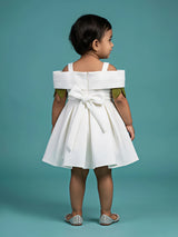 Girls White Floral Party Wear Frock.