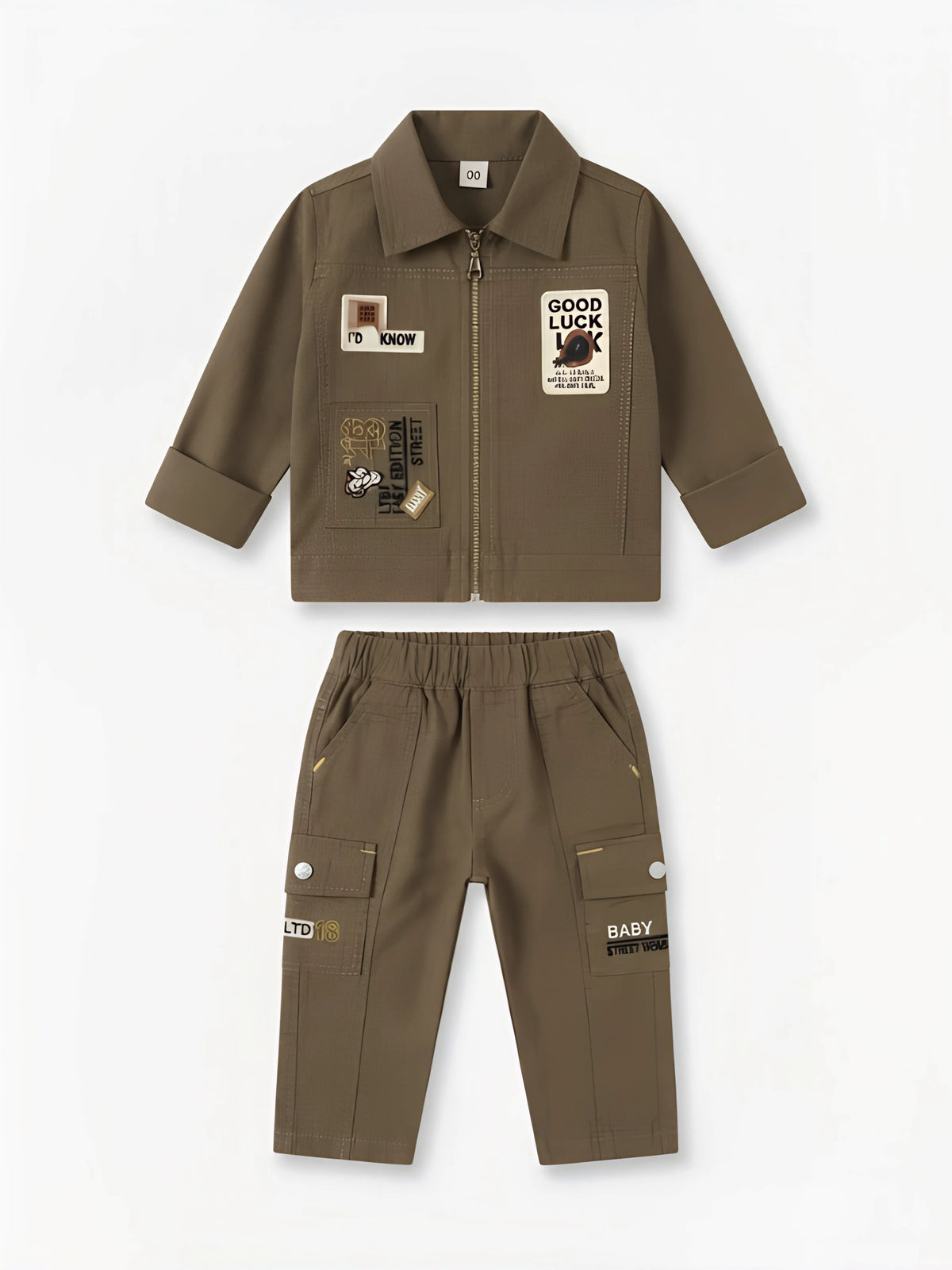 Olive Green Patchwork Boys Coordinate Set Kids