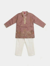 Purple Embroidered Kurta Pajama Set for Boys