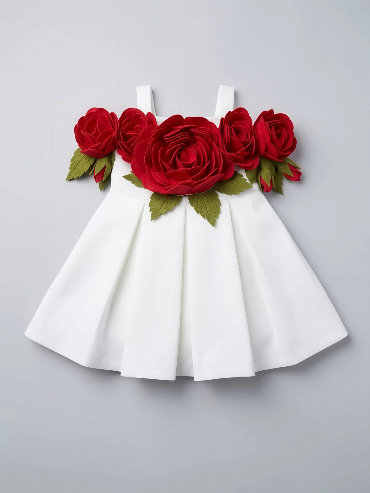 Girls White Floral Party Wear Frock.