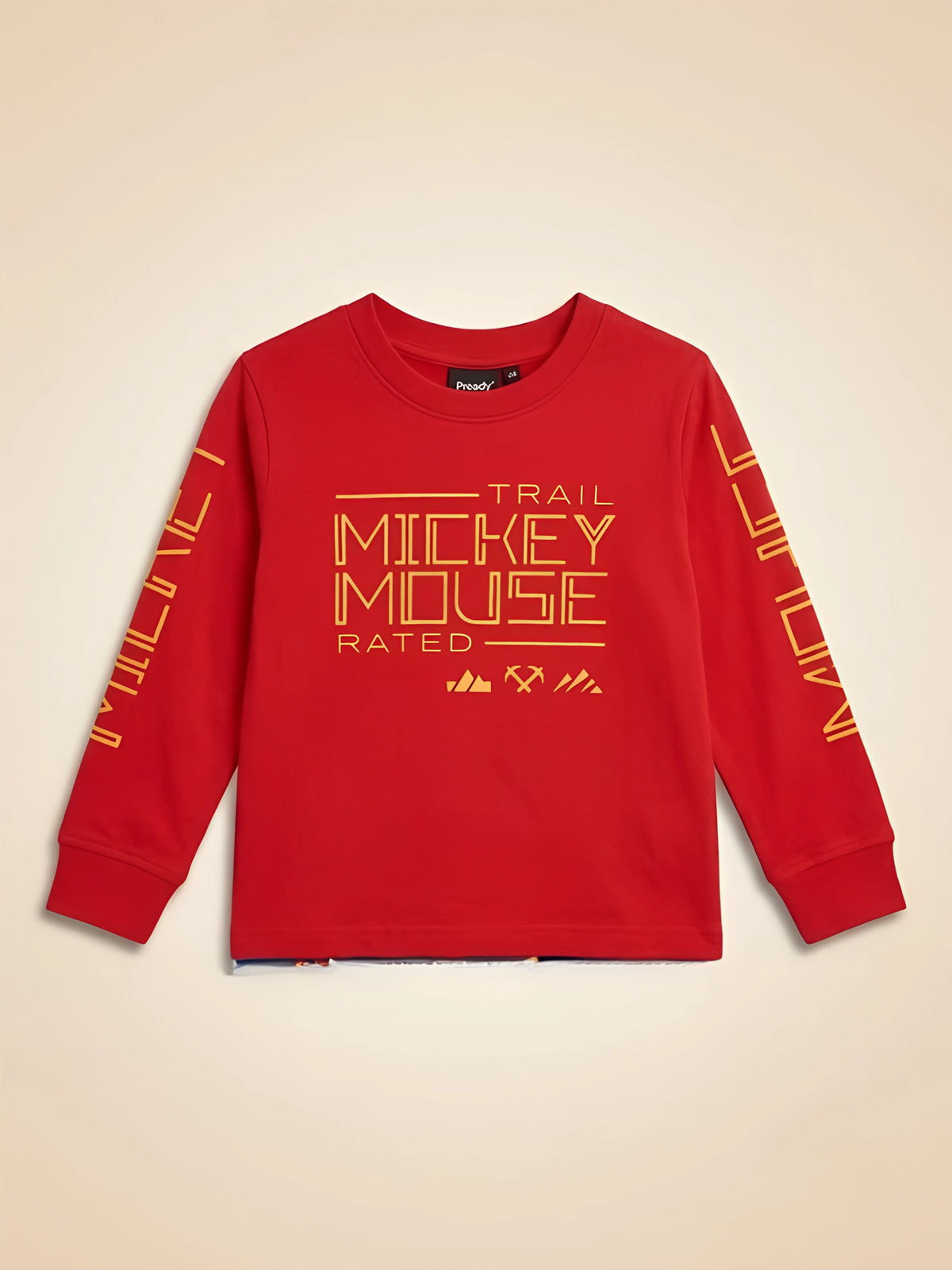 Boys Red Full Sleeve Graphic Casual T-Shirt