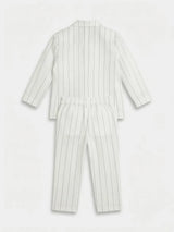 Boys White Pinstriped Coat Suit Set