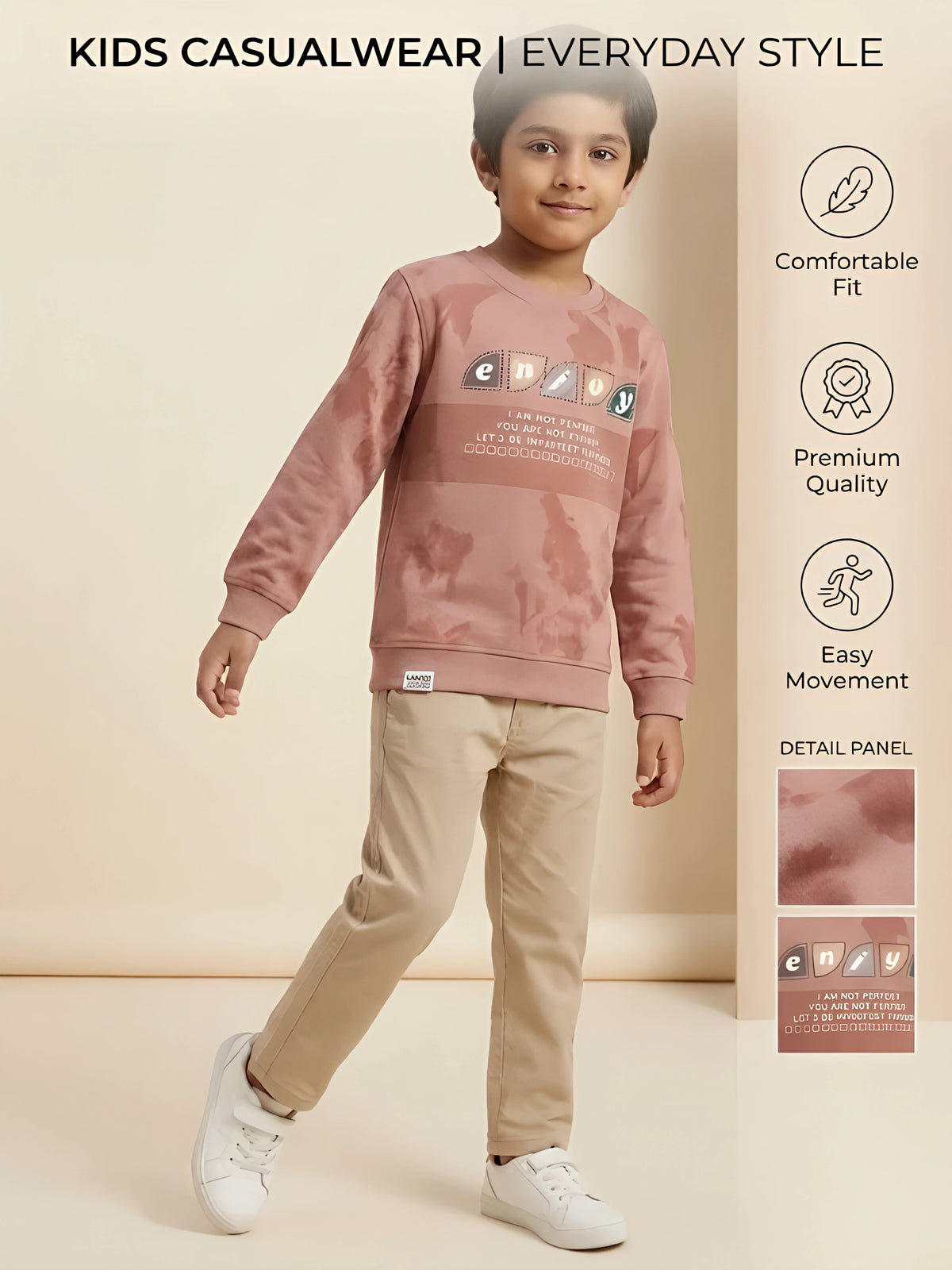 Peach Printed Tie Dye Long Sleeve T-Shirt Kids Casual Wear