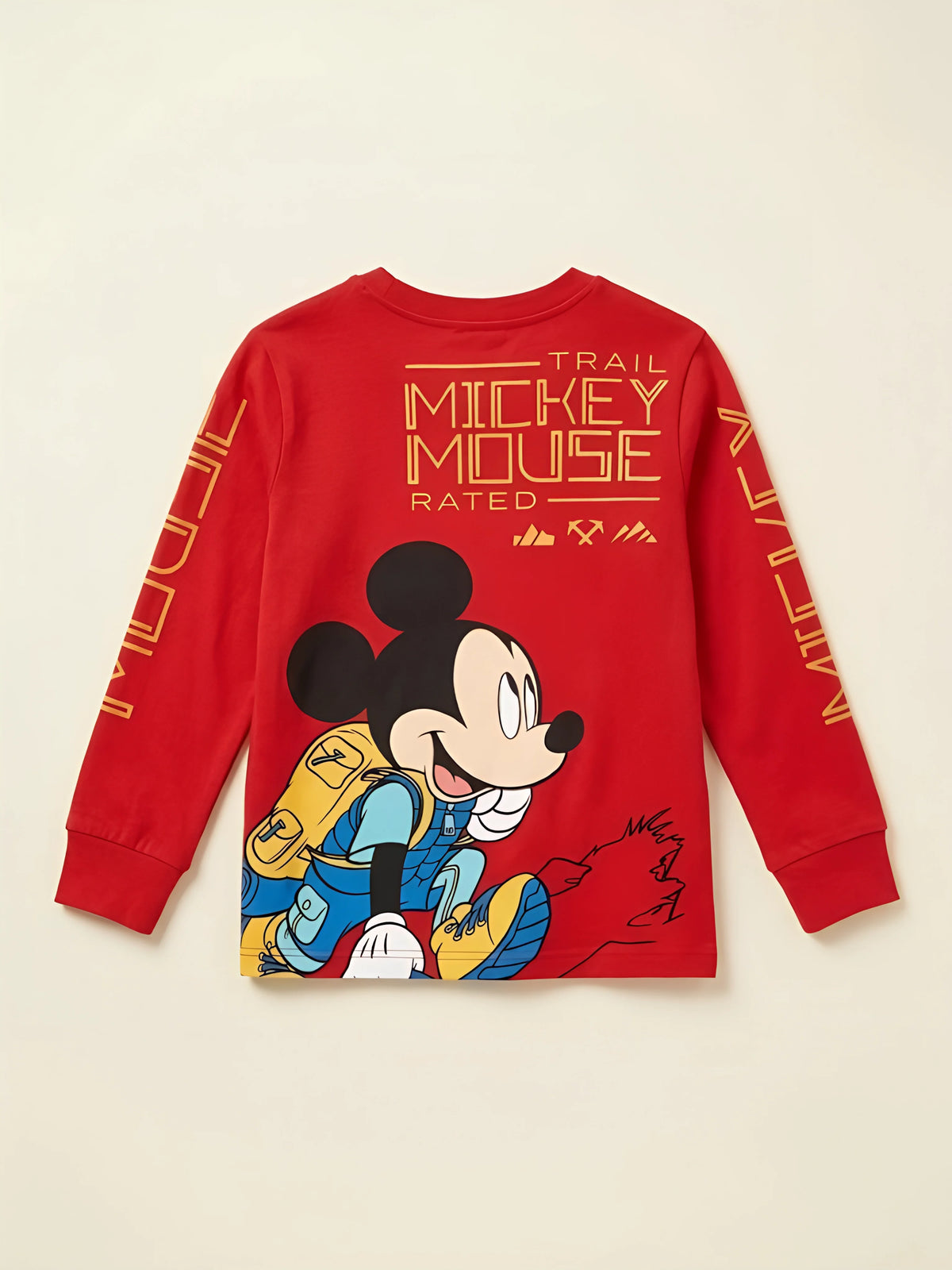 Boys Red Full Sleeve Graphic Casual T-Shirt