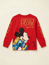 Boys Red Full Sleeve Graphic Casual T-Shirt