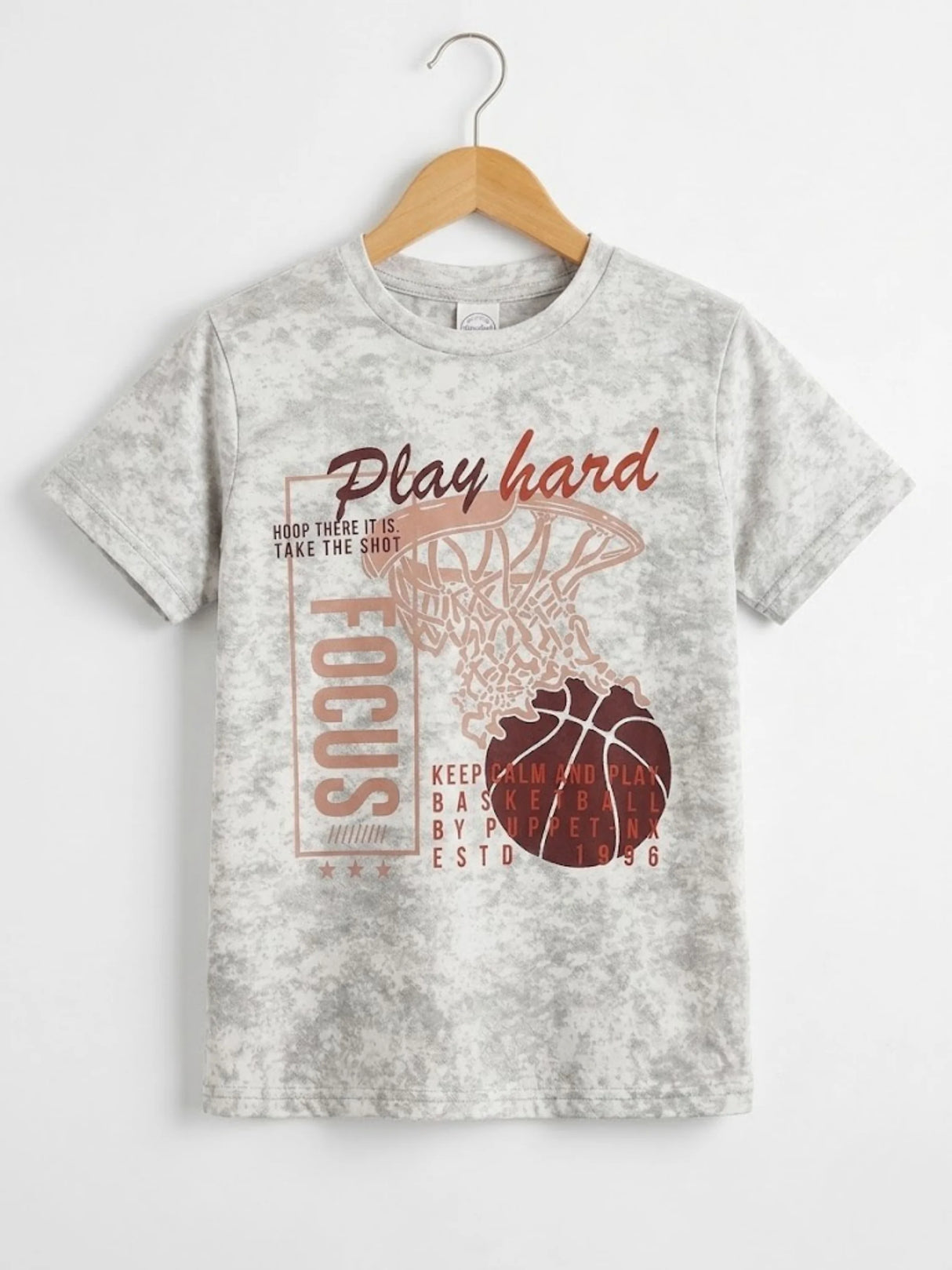 Boys Cream Basketball Graphic Co-ord Set - Play Hard Edition