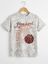 Boys Cream Basketball Graphic Co-ord Set - Play Hard Edition