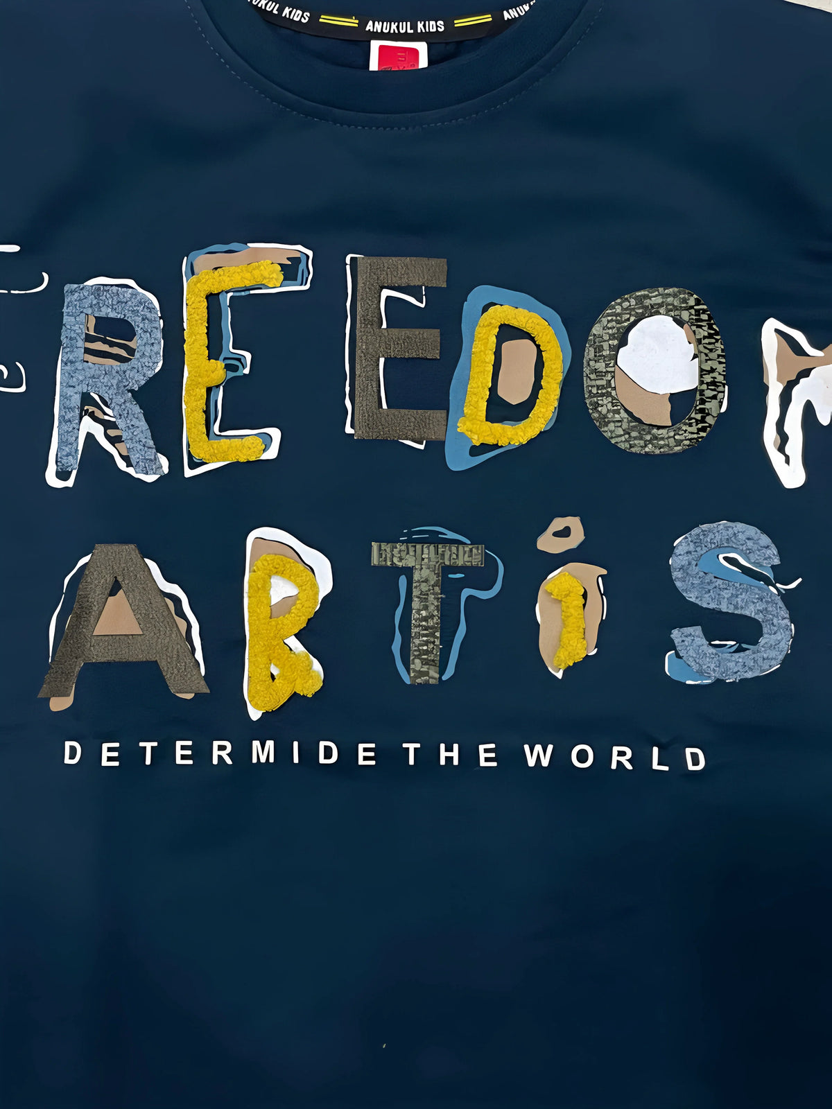 Navy Blue Graphic Print T-Shirt