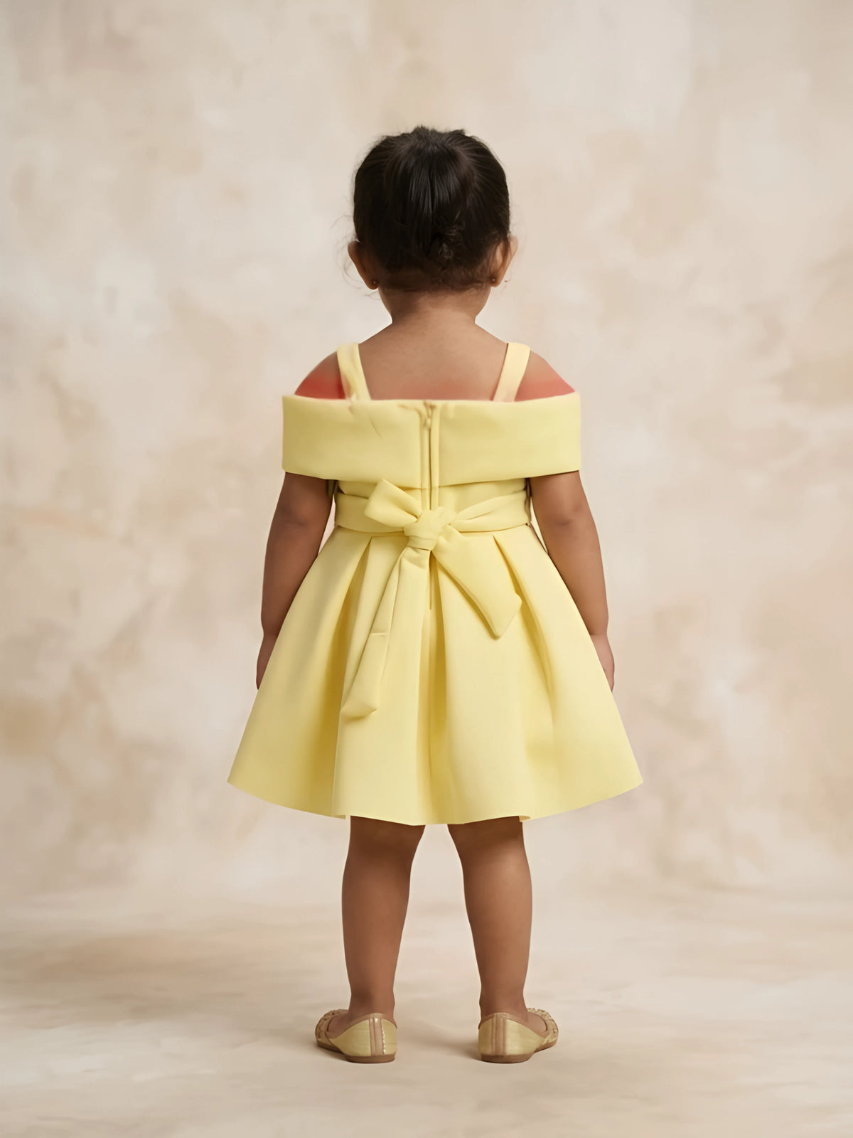 Girls Yellow Floral Party Wear Frock.