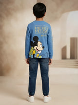 Boys Blue Graphic Printed Full Sleeve T-Shirt