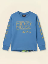 Boys Blue Graphic Printed Full Sleeve T-Shirt