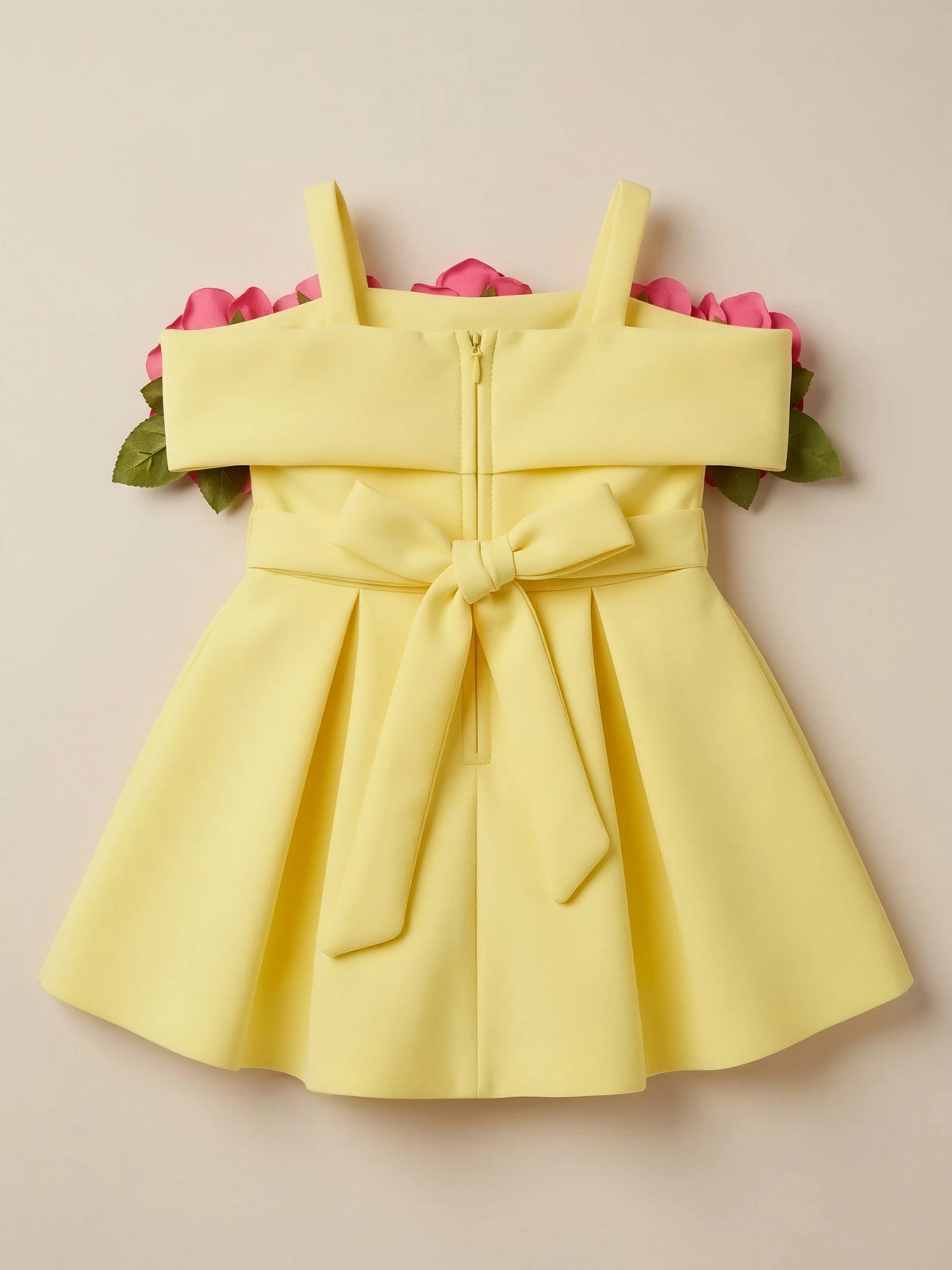 Girls Yellow Floral Party Wear Frock.