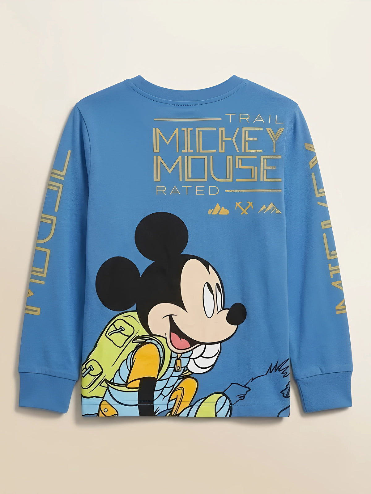 Boys Blue Graphic Printed Full Sleeve T-Shirt