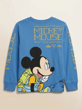 Boys Blue Graphic Printed Full Sleeve T-Shirt