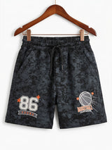 Boys Black Basketball Print Cotton Co-ord Set