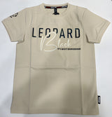 Boys cream Printed Cotton Blend Regular T Shirt(Leopard Black Graphic)