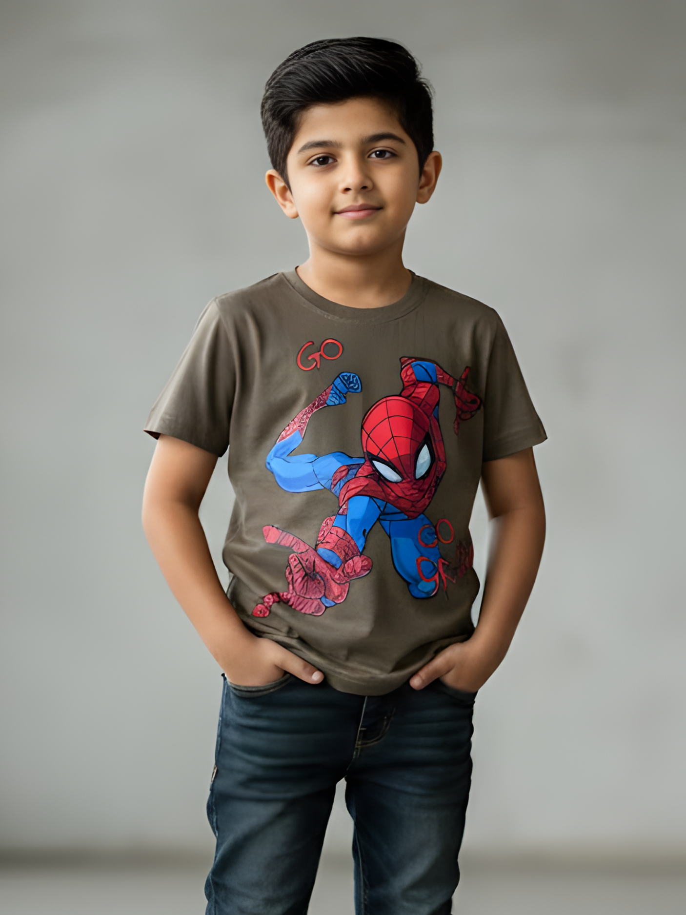 Boys' "Web-Slinger" Superhero Tee - Brown