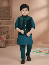 Boys Deep Teal Green Kurta Set