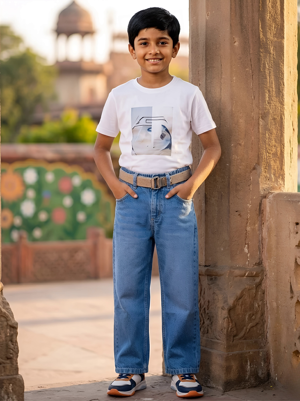 Boys Classic Straight-Fit Blue Denim Jeans