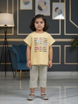 Girls Pastel Yellow "Small But Sweet" Cupcake Graphic Tee
