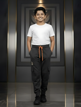 Boys' Olive Green Multi-Pocket Utility Track Pants