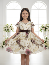 Girls Casual Printed Cotton Frocks - Maroon